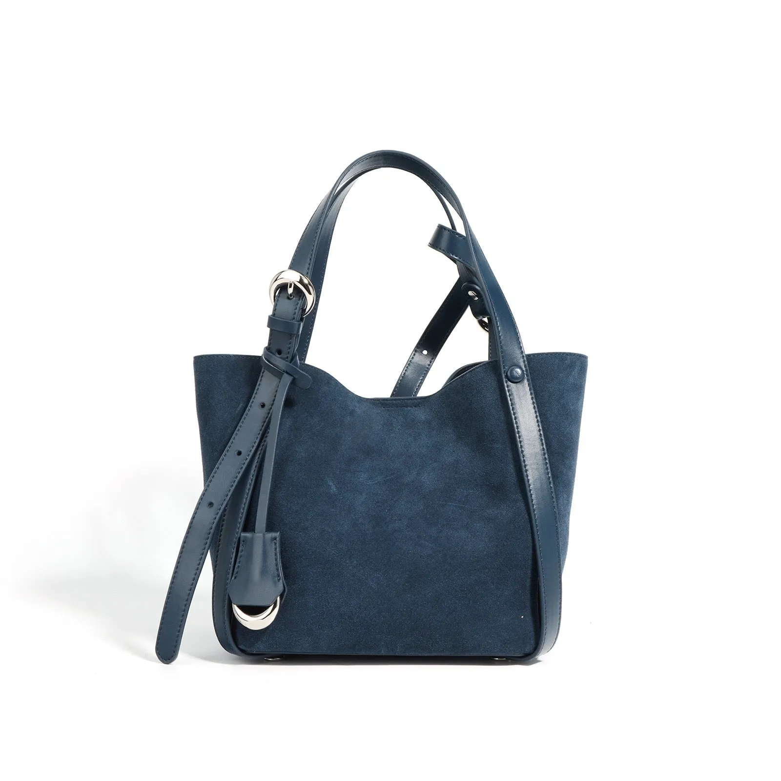 Suede Basket Bag - Burgundy