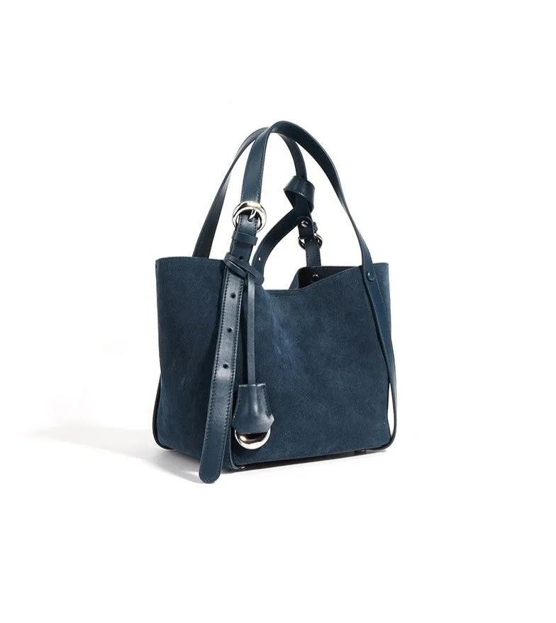 Suede Basket Bag - Burgundy