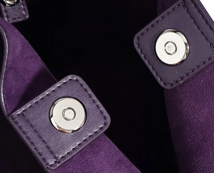 Suede Basket Bag - Burgundy