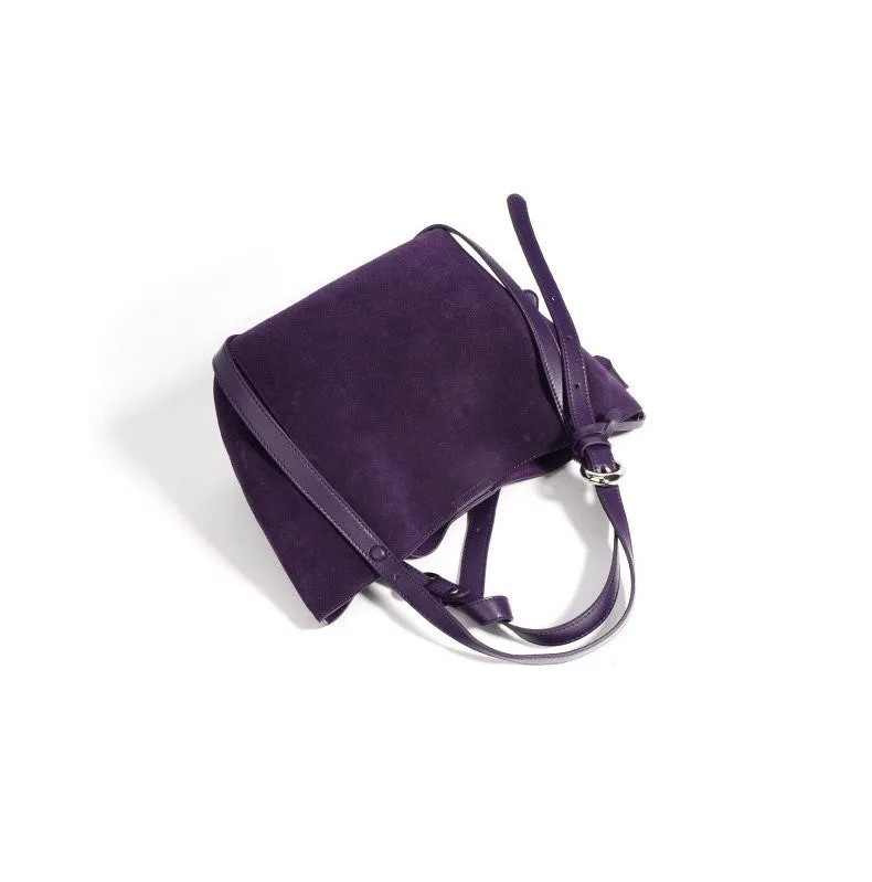 Suede Basket Bag - Burgundy