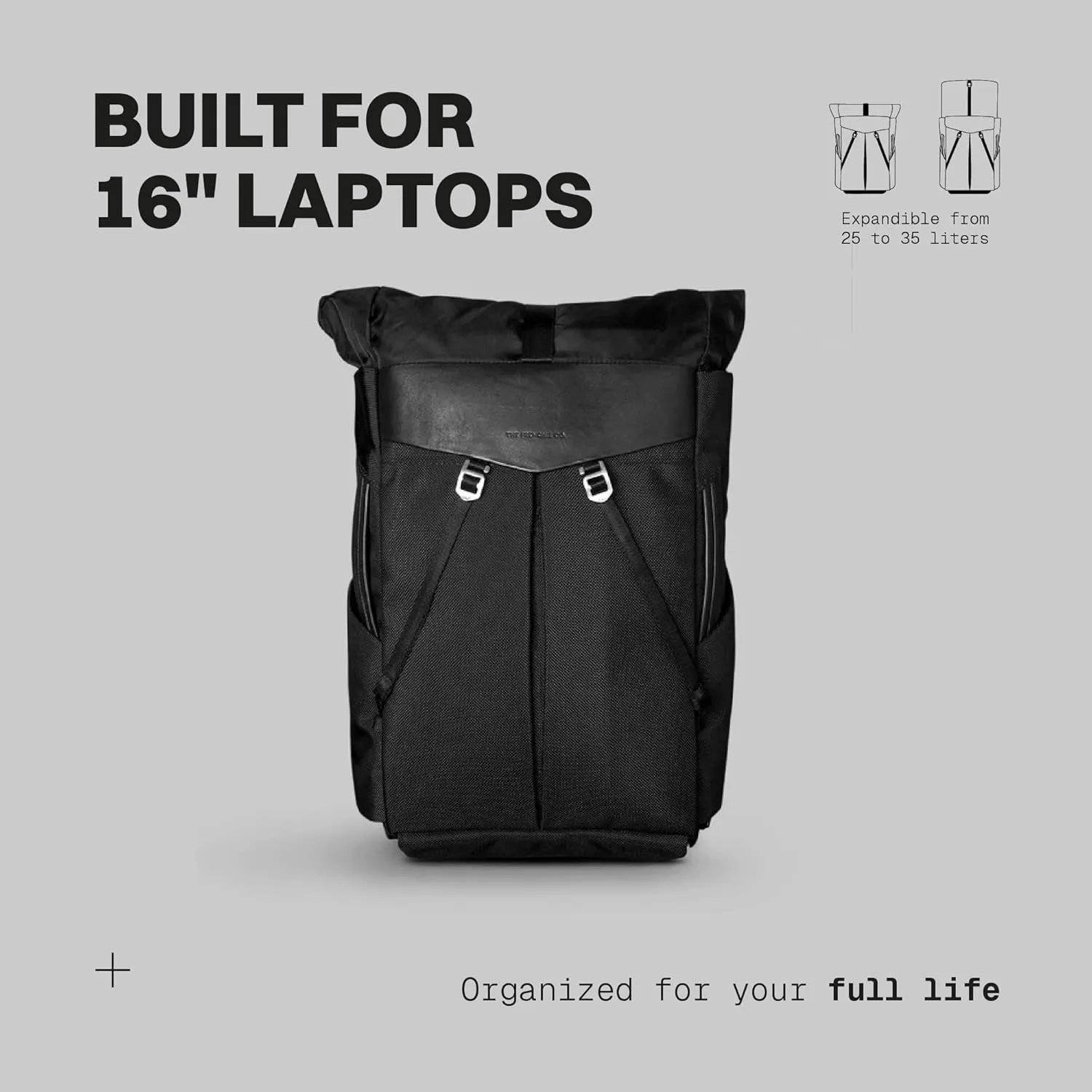 The Frenchie Co. Anti-Theft Speed Backpack, Slim Minimalist Backpack with Hidden Zippers and Cut-Resistant Design for Travel and Everyday Use, Made of Ballistic Nylon
