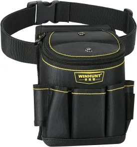 Tool Belt Pouch with Multiple Pockets, Heavy Duty Construction Belt Bag, Black and Yellow, Storage for Electrician Tools