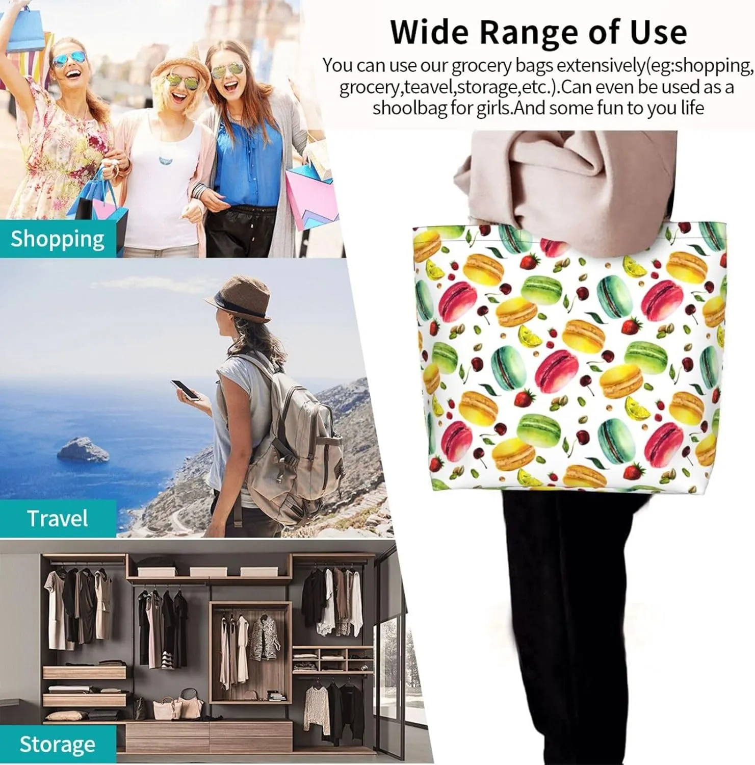 Tote Shoulder Bag Large Durable Handbag Lightweight Stylish for Daily Use-19.7x15.7x5.9 Inch