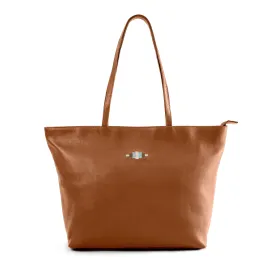 Trapecio' Tote Bag - Tan Leather