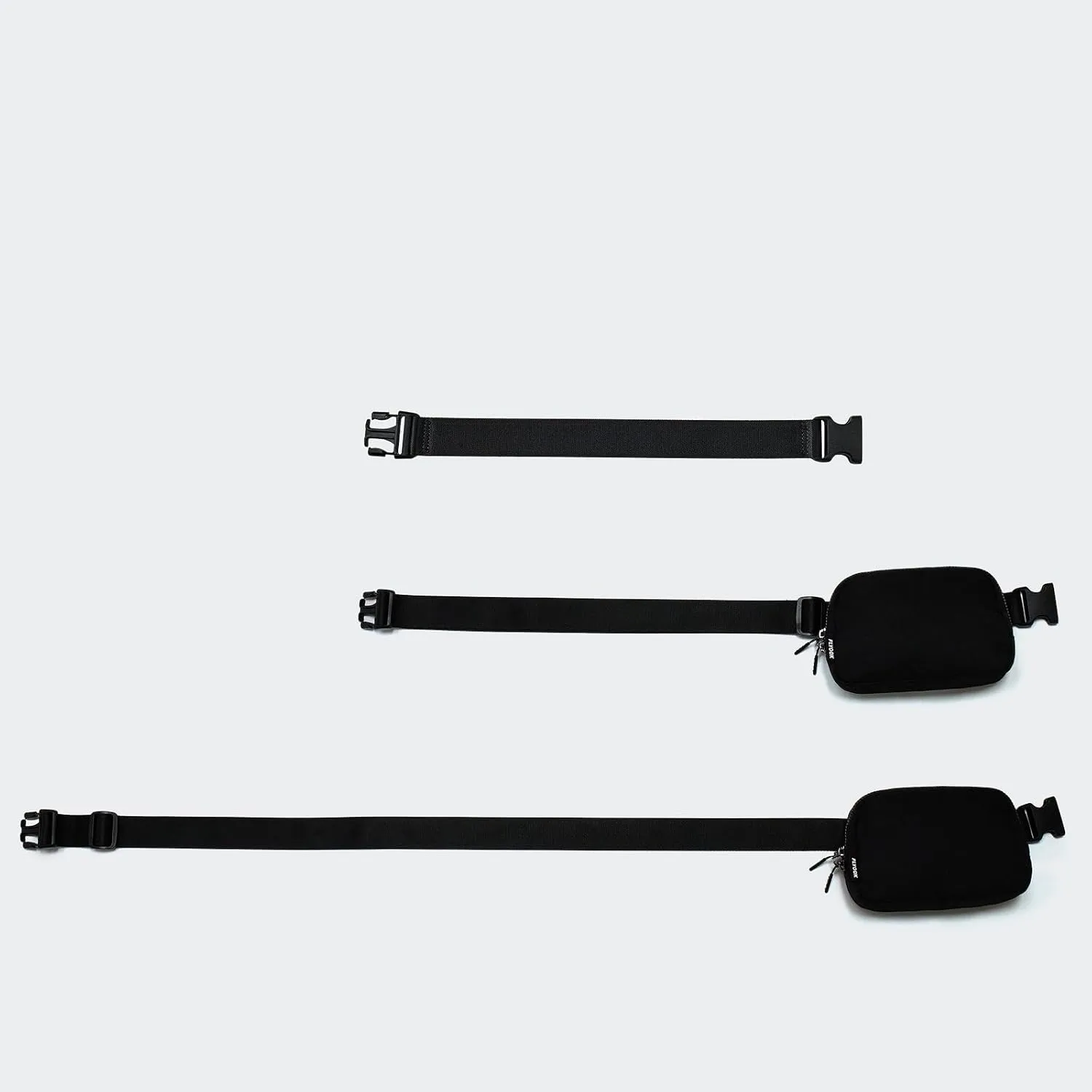  Unisex Mini   and Extender Strap, Adjustable Strap Nylon Cross Body Sling Bag for Workout, Running, Traveling, Hiking. (Black)