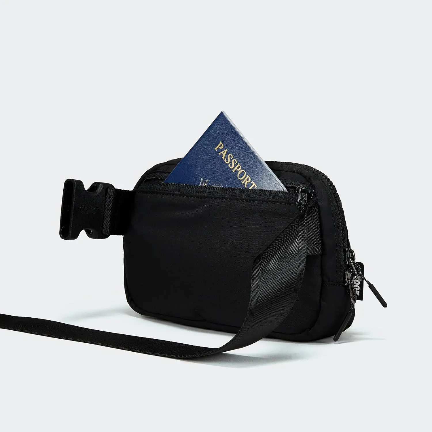  Unisex Mini   and Extender Strap, Adjustable Strap Nylon Cross Body Sling Bag for Workout, Running, Traveling, Hiking. (Black)