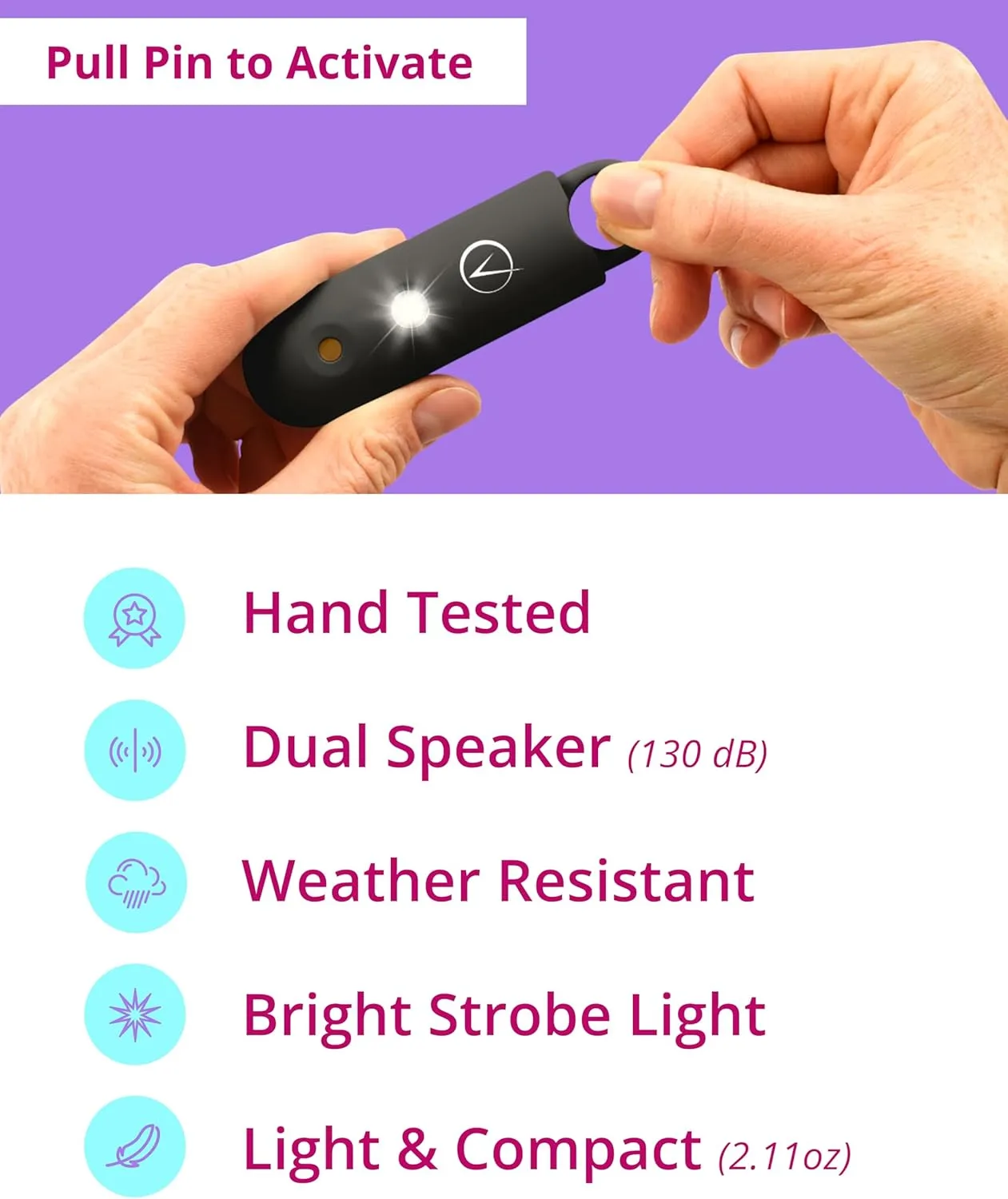 Vantamo Personal Alarm for Self Defense with Low Battery Notice, Strobe Light & Extra Loud 130 dB Double Speakers Safety Keychain Set for Women, Rechargeable Panic Button for Womens Self Defense