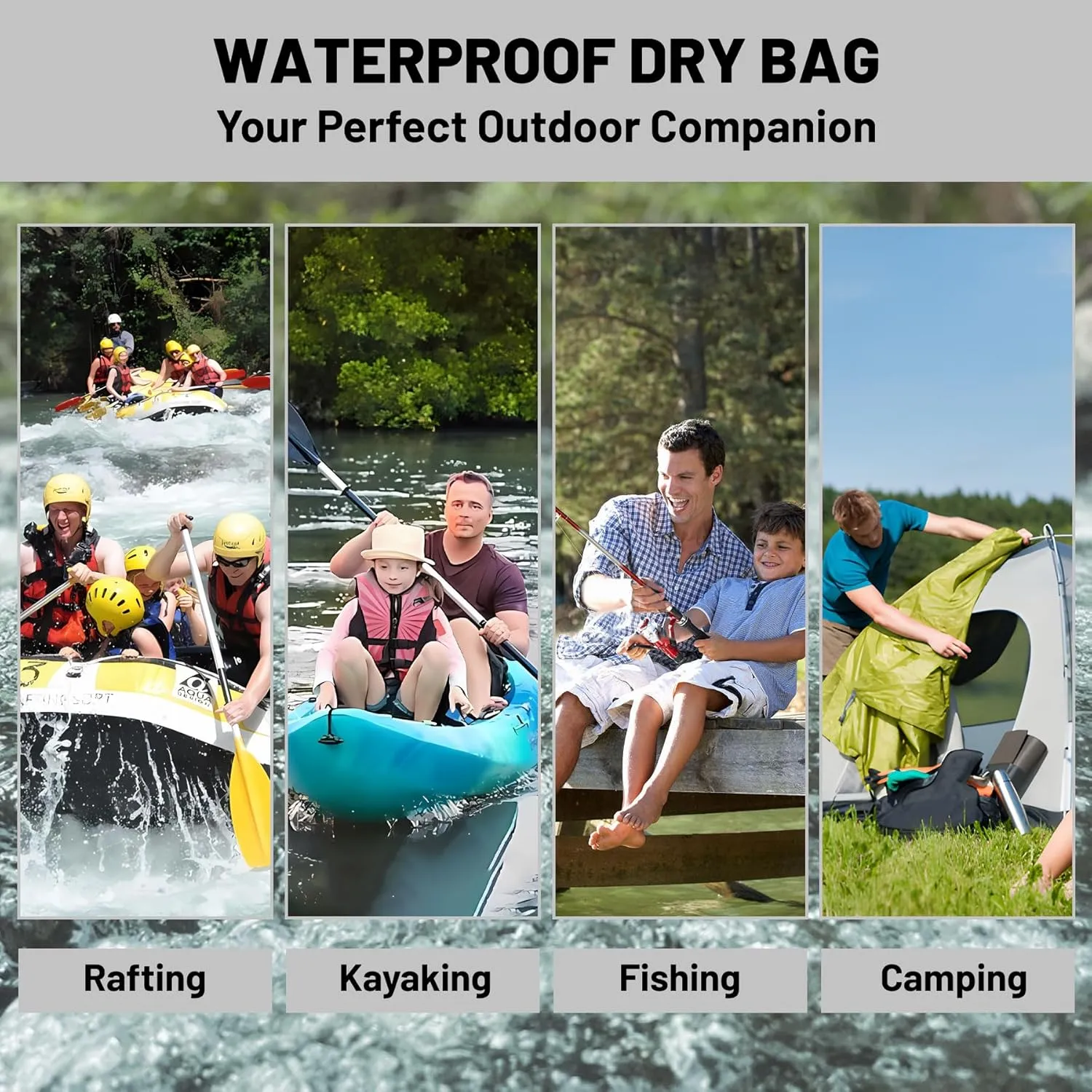 Waterproof Dry Bag,Roll Top Black and White Checkered Flag Small Waterproof Backpack 5L/10L/20L Floating and Lightweight Bags for Kayaking, Boating, Fishing, Swimming and Camping
