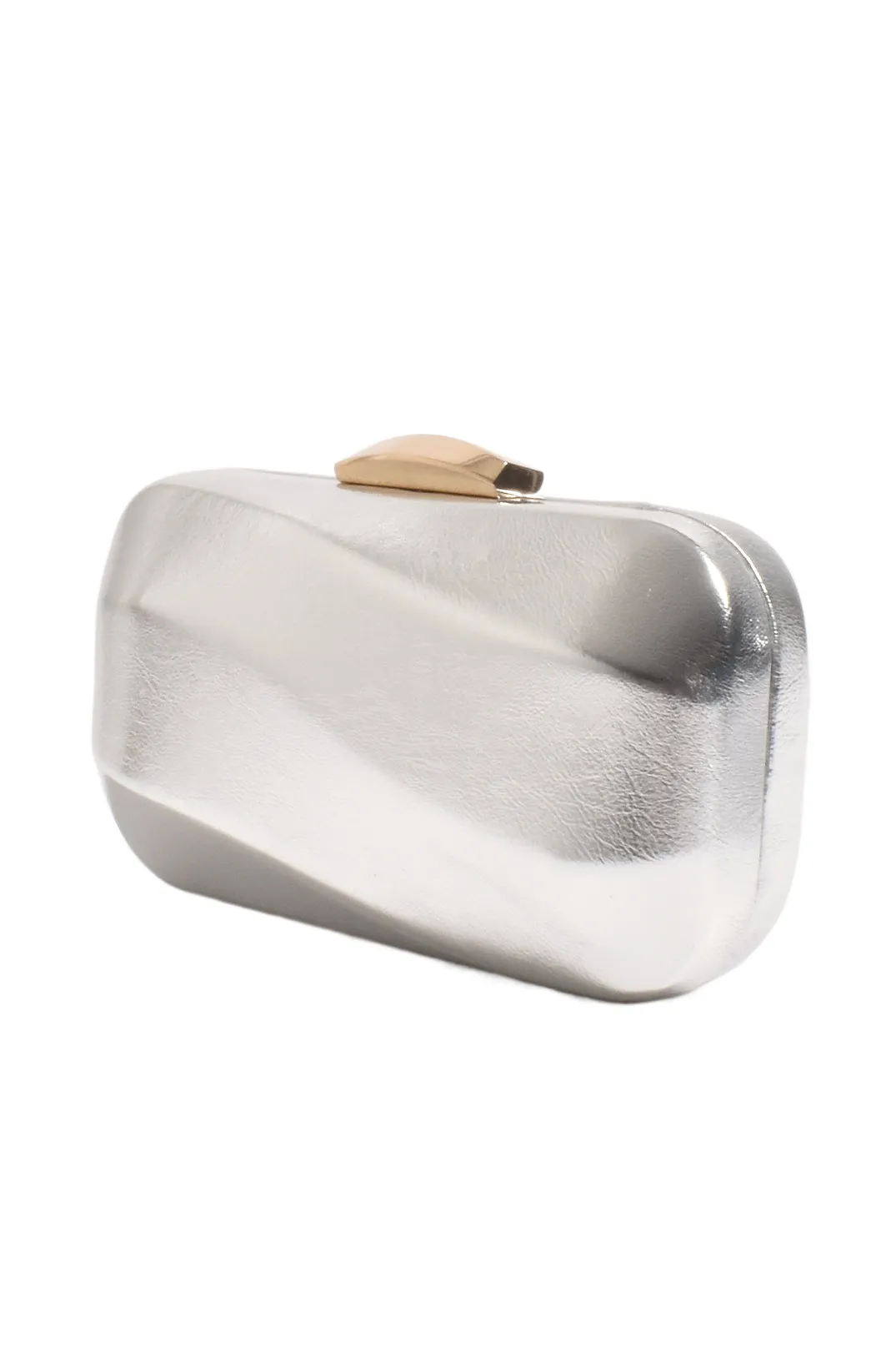 Wavy Structured Metallic Clutch Silver