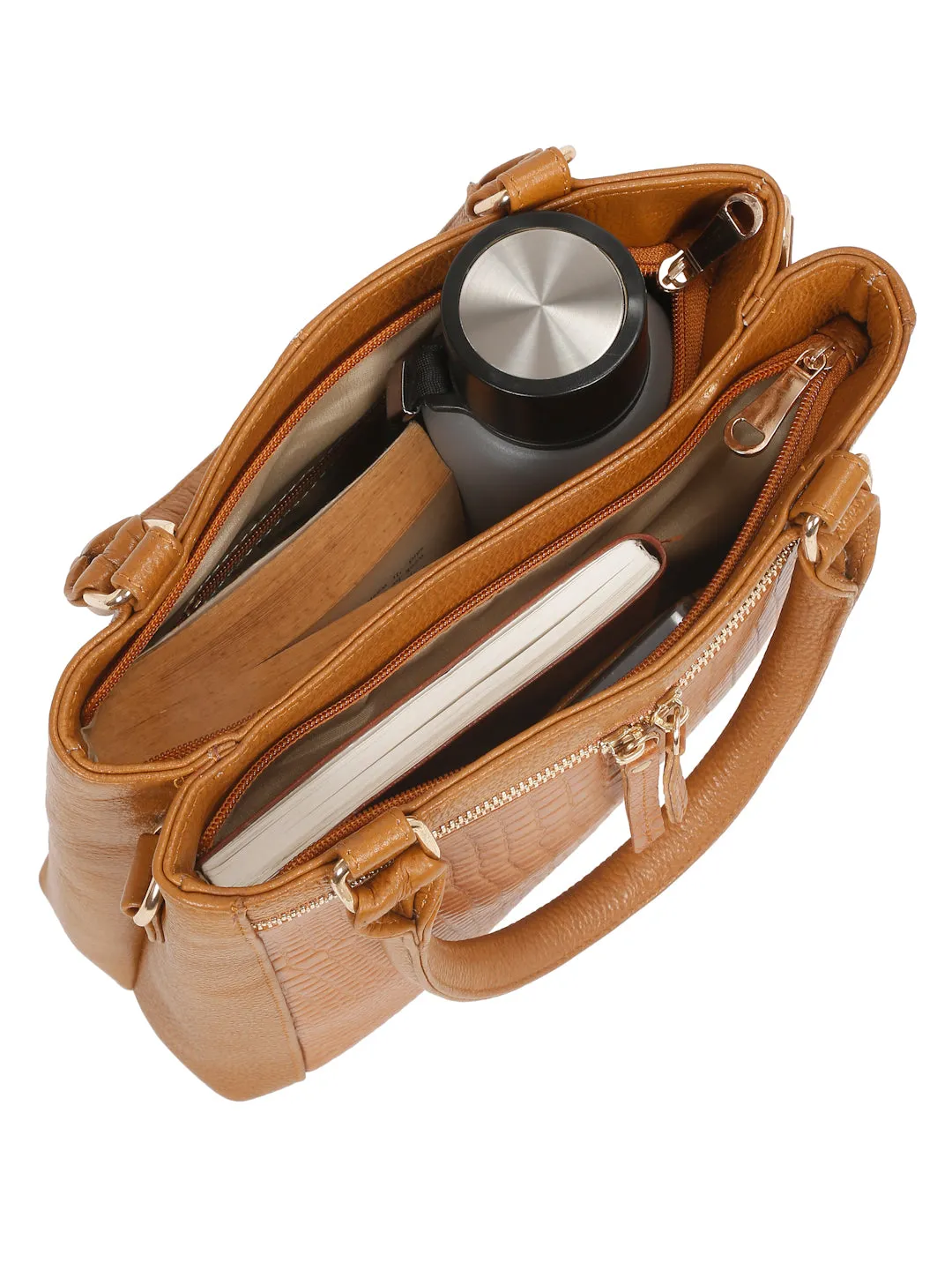 Women Mango Texture Leather Structured Handheld Bag