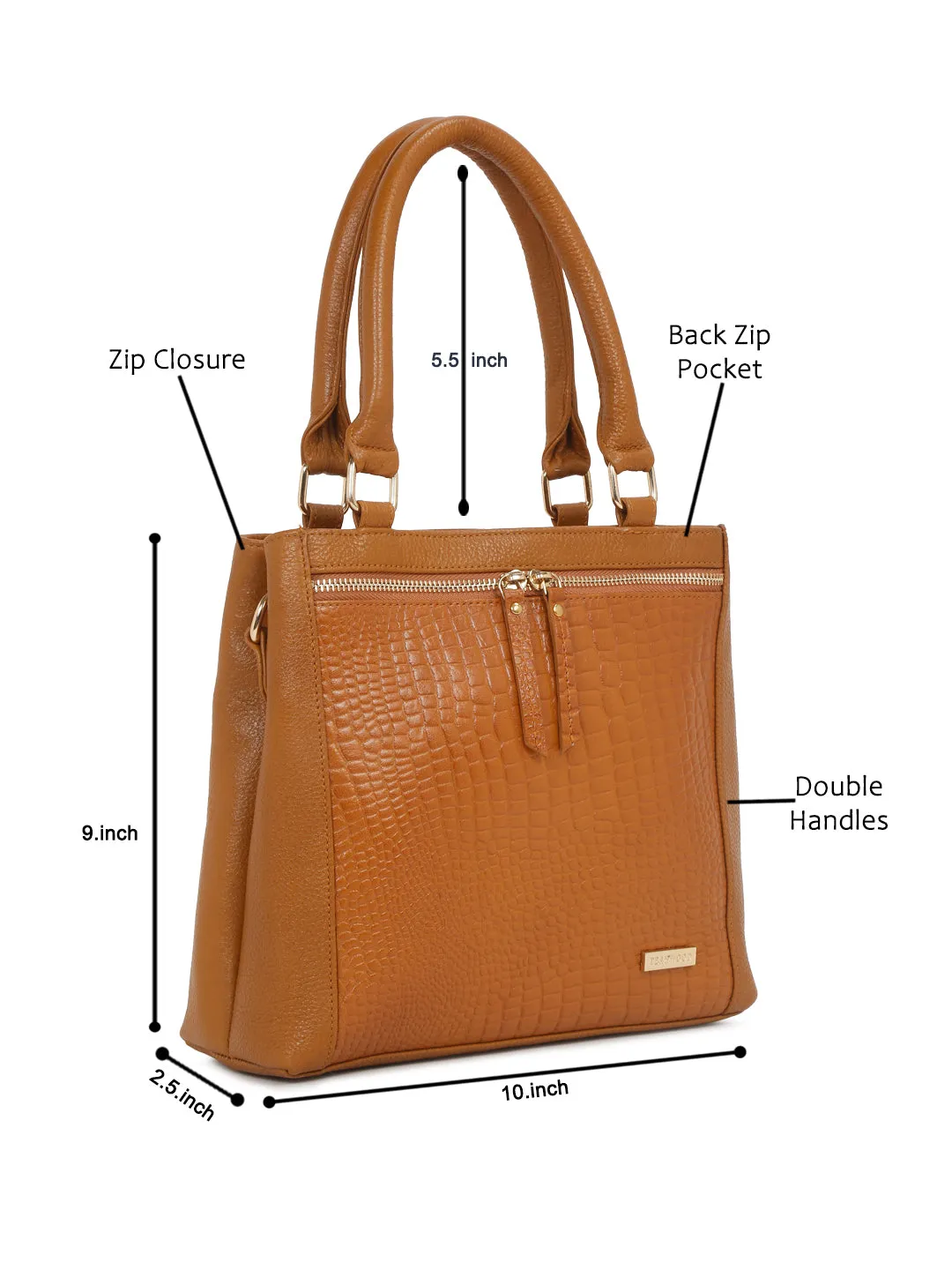 Women Mango Texture Leather Structured Handheld Bag