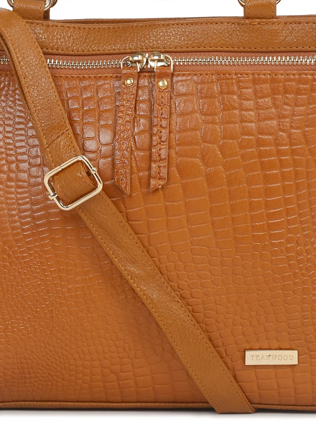 Women Mango Texture Leather Structured Handheld Bag